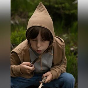 NWT, The Simple Folk, The Fleece Pixie Hat- Camel, size 4-7 years